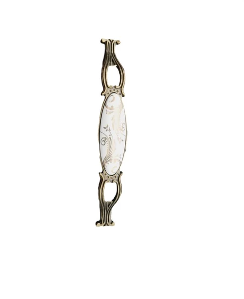 ZÜMRE 128 mm Metal GOLD  Kasa Beyaz  BAŞAK Desenli  / 5 ADET - 3