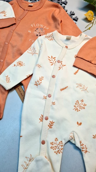 Yeni Doğan Kız Bebek Patikli Ve Bereli İkili Tulum Seti - 2