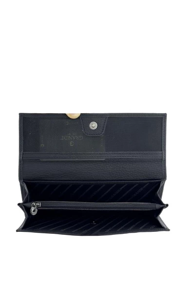 Grande Hakiki Deri Kadın Cüzdan Siyah 2662 - Resim 4