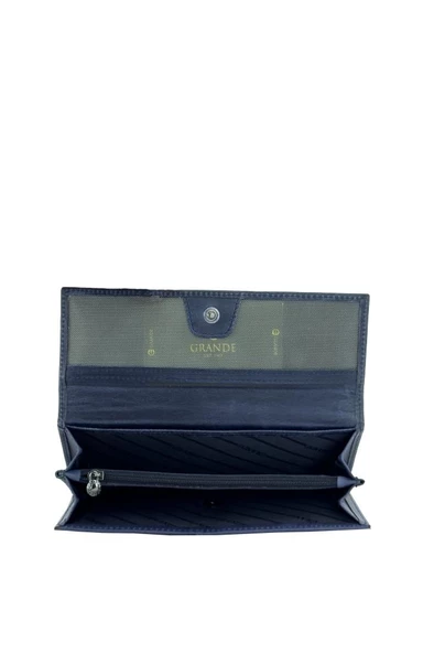 Grande Hakiki Deri Kadın Cüzdan Crazy Mavi 2662 - Resim 4