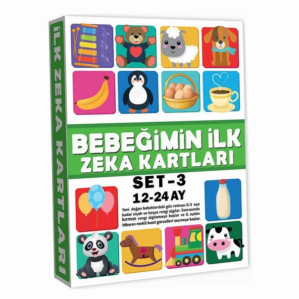 Eğitici Bebeğimin İlk Zeka Kartları Set-3 - Bebekler İçin Resimli İlk Aktivite Zeka Kartı 12-24 Ay