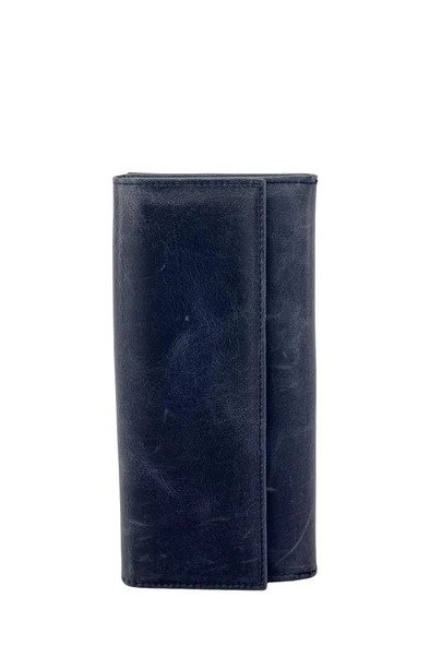 Grande Hakiki Deri Kadın Cüzdan Crazy Mavi 2662 - Resim 2