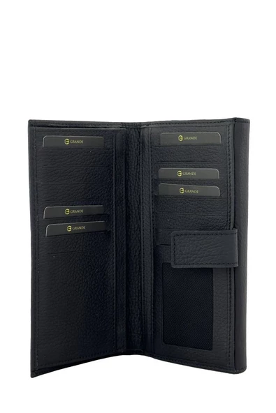Grande Hakiki Deri Kadın Cüzdan Siyah 2662 - Resim 3