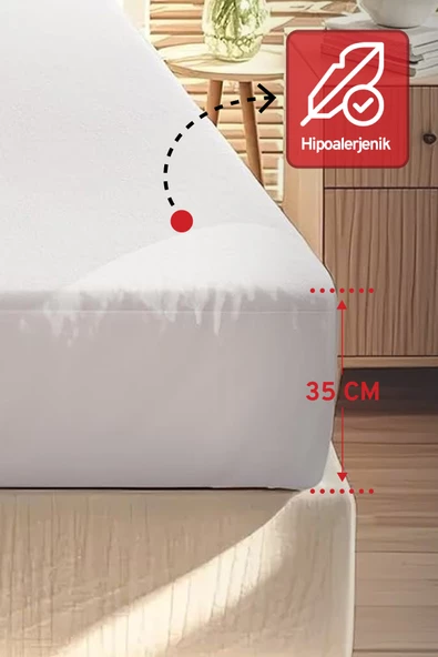 Fitted Pamuklu Bebek / Tek / Çift Kişilik Sıvı Geçirmez Yatak Koruyucu Lastikli Çarşaf Alez - 4