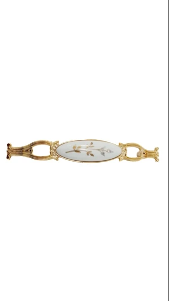 ZÜMRE 128 mm Metal GOLD  Kasa Beyaz  YAPRAK Desenli  / 5 ADET