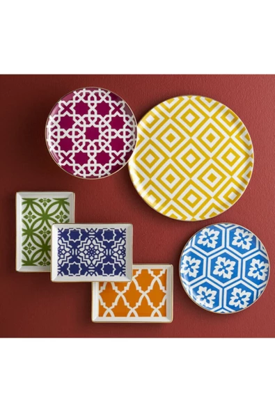 Porland Morocco Desen Karma Renk 24 Parça 6 Kişilik Yemek Takımı