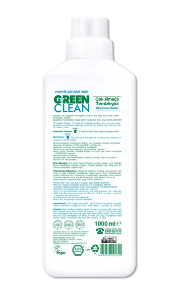 Green Clean Bitkisel Çok Amaçlı Temizleyici 1000 Ml - 2