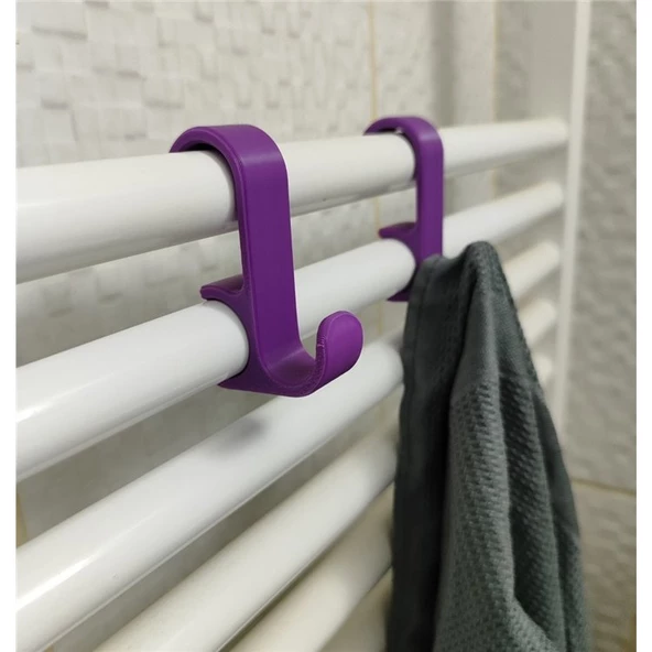 Havlupan Askısı Havlu Askılık 4 Adet Mor - 3