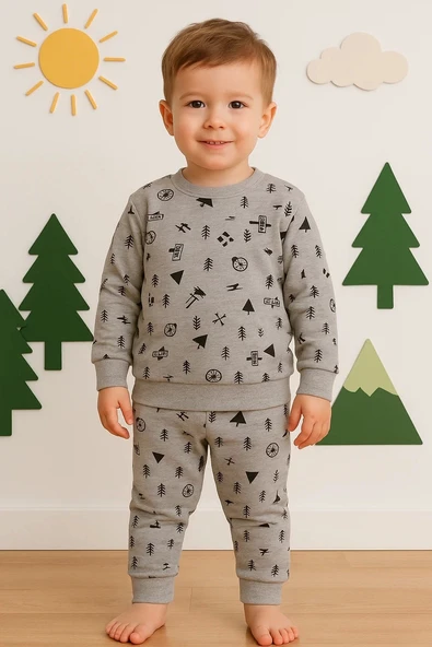 Erkek Bebek Pijama Eşofman Takımı Siyah