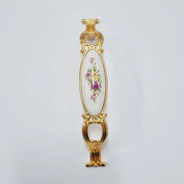 ZÜMRE 128 mm Metal GOLD  Kasa Beyaz  SARI ÇİÇEK Desenli  / 5 ADET - 2