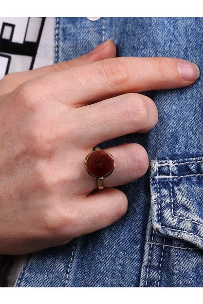 Doğal Taş Yıldız Doğal Taşlı Ayarlanabilir Yuvarlak Taşlı Kadın Yüzük ürün görseli