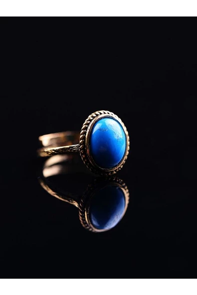 Doğal Taşlı Firuze Doğal Taş Ayarlanabilir Yüzük Orta Boy - Resim 4