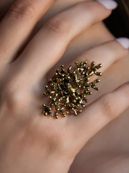 Mercan Model Antik Eskitme Ayarlanabilir Kadın Yüzük euy1246 - Resim 2