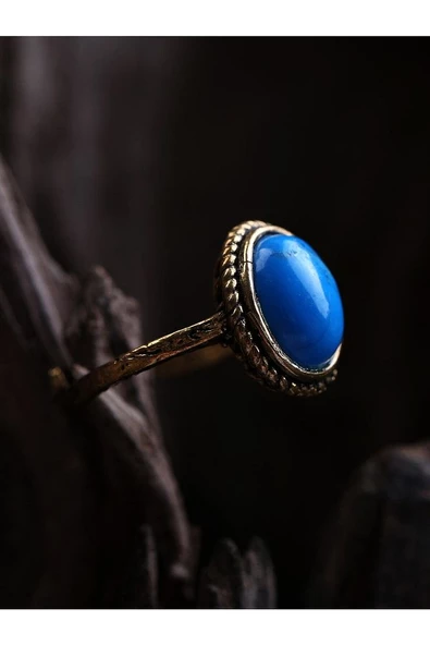 Doğal Taşlı Firuze Doğal Taş Ayarlanabilir Yüzük Orta Boy - Resim 5