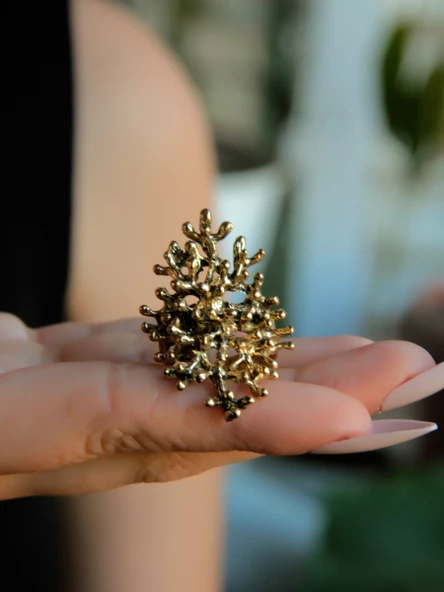 Mercan Model Antik Eskitme Ayarlanabilir Kadın Yüzük euy1246 - Resim 3