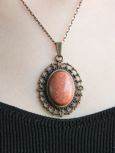 Doğal Taş Yıldız Doğal Taşlı Otantik Kadın Kolye 45 Cm Zincirli euk13y - Resim 2