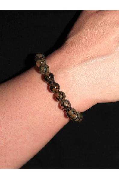 Doğal Taş Yılan Gözlü Akik Doğal Taşlı Bileklik ylnkk-1 - Resim 2