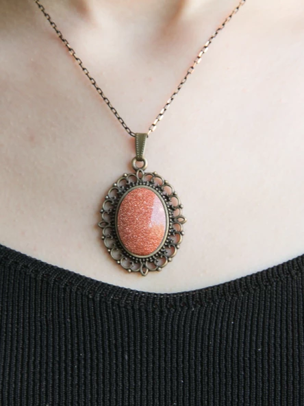 Doğal Taş Yıldız Doğal Taşlı Otantik Kadın Kolye 45 Cm Zincirli euk13y - Resim 3