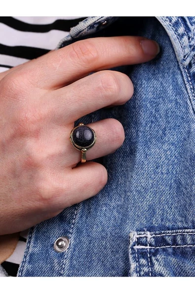 Doğal Taş Oniks Doğal Taşlı Ayarlanabilir Yuvarlak Taşlı Yüzük onixyuzuk2 ürün görseli