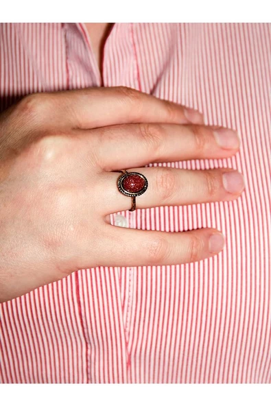 Doğal Taşlı Yıldız Taşı Ayarlanabilir Yüzük Orta Boy - Resim 2