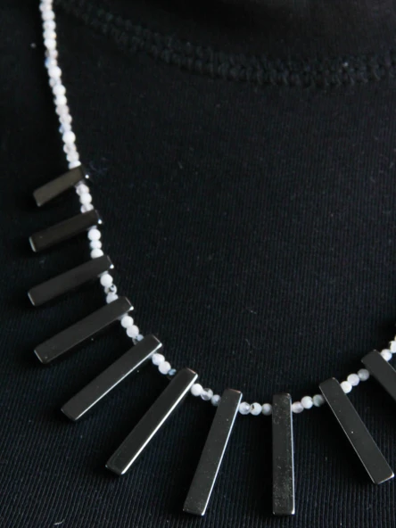 Doğal Taş Aytaşı Hematit Kadın Kolye 3 MM Mücevher Kesim euk8ay ürün görseli