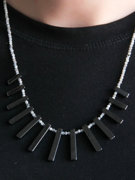 Doğal Taş Aytaşı Hematit Kadın Kolye 3 MM Mücevher Kesim euk8ay - Resim 6