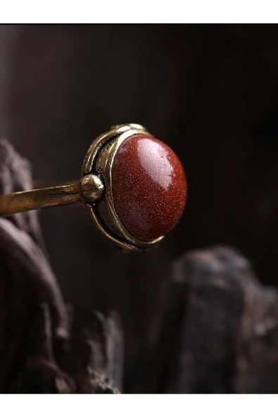 Doğal Taş Yıldız Doğal Taşlı Ayarlanabilir Yuvarlak Taşlı Kadın Yüzük - Resim 5