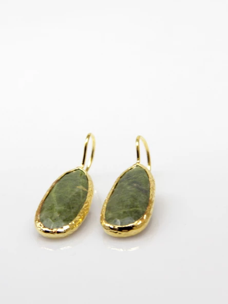 Doğal Taş Zebercet (Peridot) Taşı Kadın Doğal Taşlı Küpe Gold euku2zg