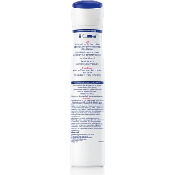 Nivea Kadın Sprey Deodorant Black & White Invisible Clear 48 Saat Anti-Perspirant Koruma 200 ml - Resim 2