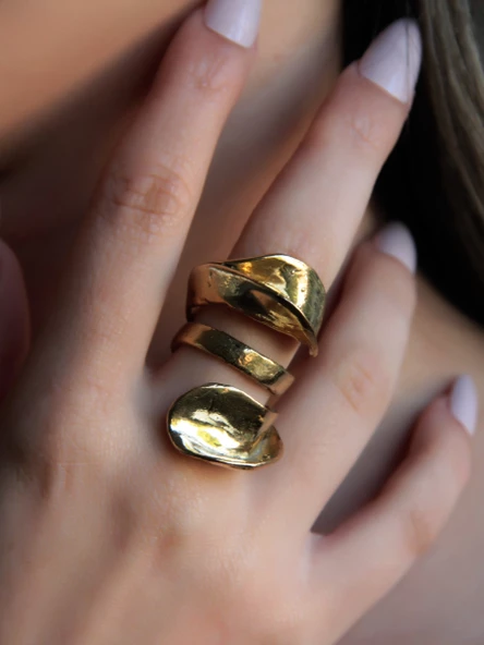 Trend Kalın Sarmal Antik Eskitme Ayarlanabilir Kadın Yüzük euy1247 - Resim 2