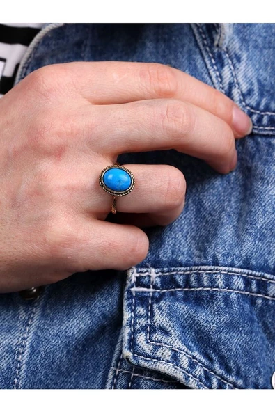 Doğal Taşlı Firuze Doğal Taş Ayarlanabilir Yüzük Orta Boy ürün görseli