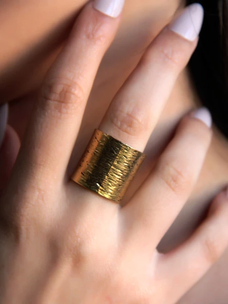 Trend Kalın Antik Eskitme Ayarlanabilir Kadın Yüzük euy1248 - Resim 2