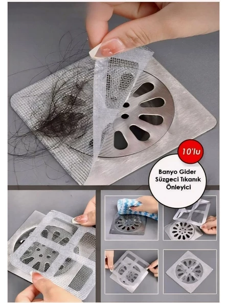 Tekno Soft Center Fileli 10'li Gider Filitresi, Gider Koruyucu Saç Toplayıcı Gider Süzgeci Böcek ve Haşere Önleyici - 4
