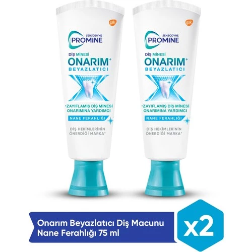 Sensodyne Promine Diş Minesi Onarım Beyazlatıcı Diş Macunu Nane Ferahlığı 75 Ml 2 Adet