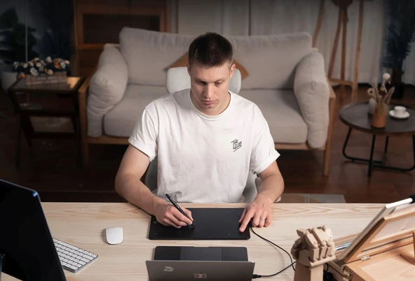 XP-Pen DECO01 V3 Grafik Tablet 16K 8 Kısayol Siyah - 12