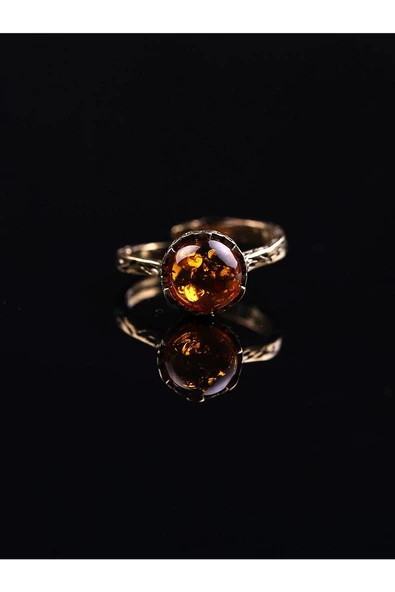 Doğal Taş Kehribar Çıtır Doğal Taşlı Ayarlanabilir Yüzük kcday-1 - Resim 2