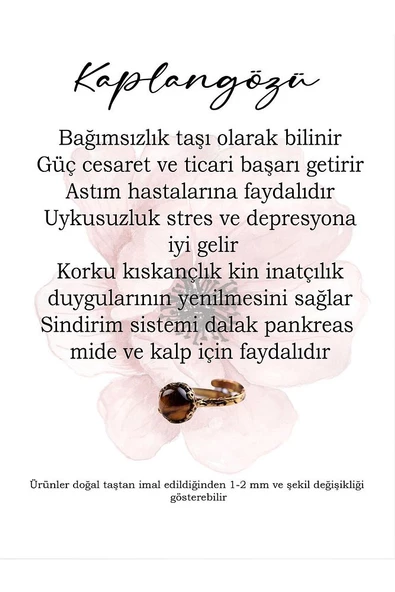 Doğal Taş Kaplan Gözü Çıtır Doğal Taşlı Ayarlanabilir Yüzük kgcdty-1 - Resim 7