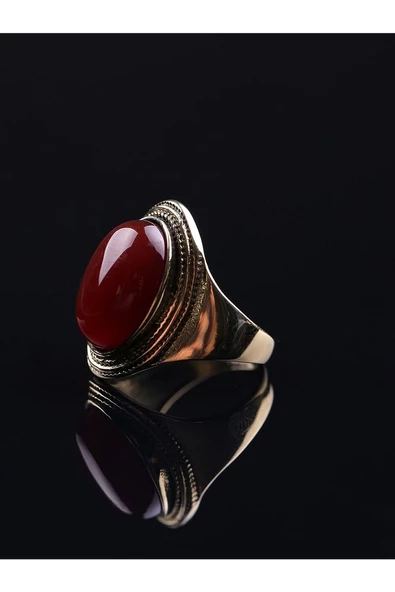 Doğal Taş Akik Doğal Taşlı Ayarlanabilir Kadın Yüzük euya - Resim 3