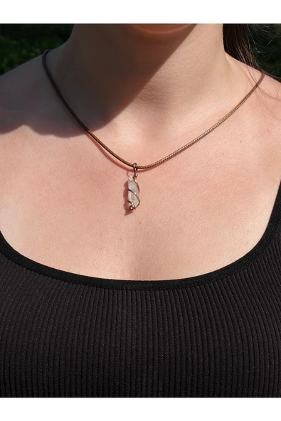 Işlenmemiş Ham Doğal Kristal Kuvars Taşı Kolye Mini Boy