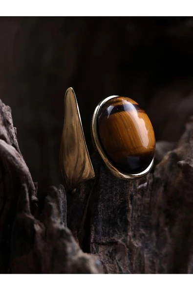 Doğal Taş Kaplangözü Doğal Taşlı Ayarlanabilir Yüzük euy2kg - Resim 5