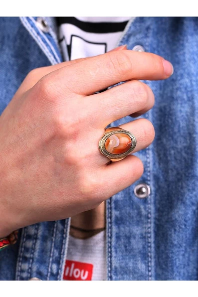 Doğal Taş Yemen Akik Doğal Taşlı Ayarlanabilir Yüzük euy1 ürün görseli