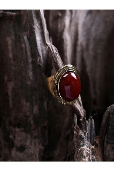 Doğal Taş Akik Doğal Taşlı Ayarlanabilir Kadın Yüzük euya - Resim 5