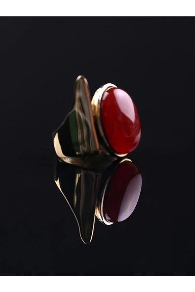 Doğal Taş Akik Doğal Taşlı Kadın Ayarlanabilir Yüzük euy2a - Resim 3