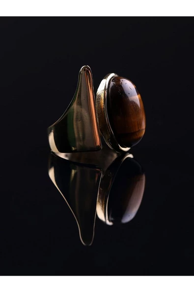 Doğal Taş Kaplangözü Doğal Taşlı Ayarlanabilir Yüzük euy2kg - Resim 4