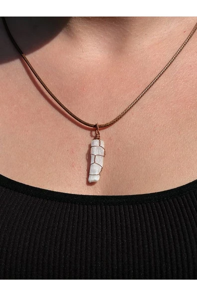 Doğal Taş Ham Işlenmemiş Selenit Doğal Taş Kolye 2,3,4,5 gr - 6