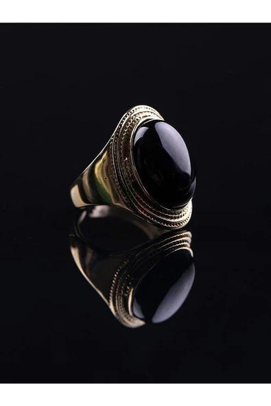 Doğal Taş Oniks Doğal Taşlı Ayarlanabilir Yüzük euyos - Resim 4