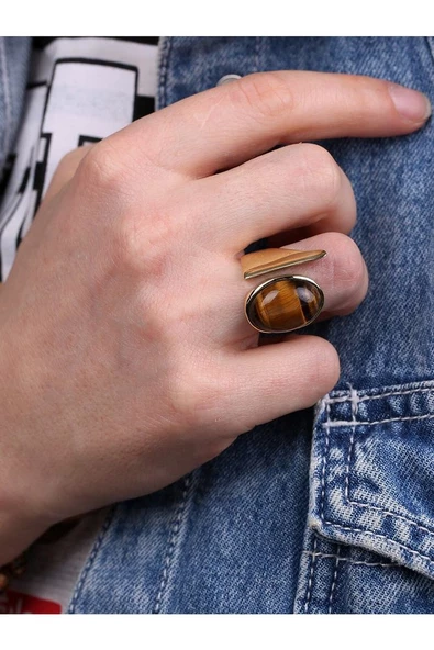 Doğal Taş Kaplangözü Doğal Taşlı Ayarlanabilir Yüzük euy2kg ürün görseli