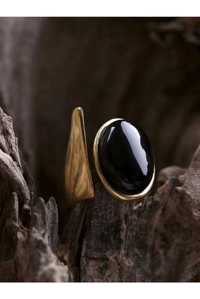 Doğal Taş Oniks Doğal Taşlı Ayarlanabilir Yüzük euy2os - Resim 2