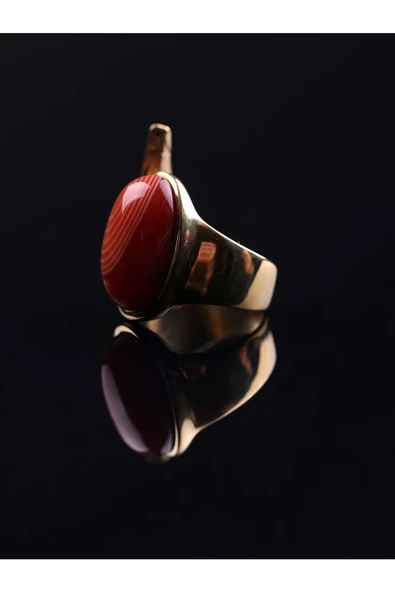 Doğal Taş Yemen Akik Doğal Taşlı Ayarlanabilir Yüzük eu2y1 - Resim 3