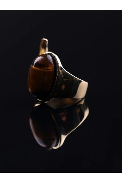 Doğal Taş Kaplangözü Doğal Taşlı Ayarlanabilir Yüzük euy2kg - Resim 3